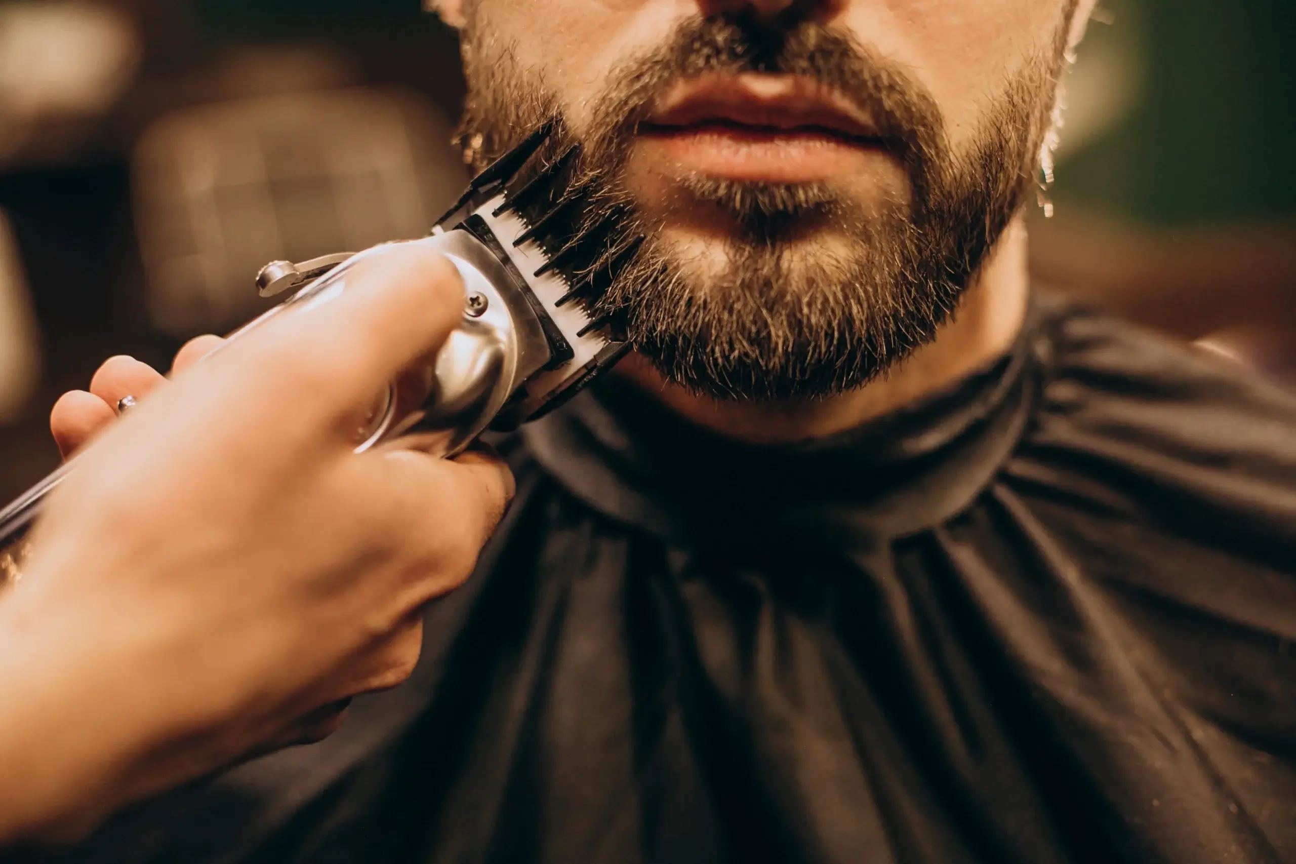 handsome man barbershop shaving beard